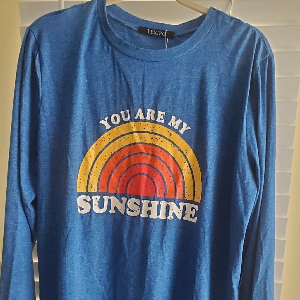 Women Long sleeve Top Shirt XL You Are My Sunshine Spring 3 seasons